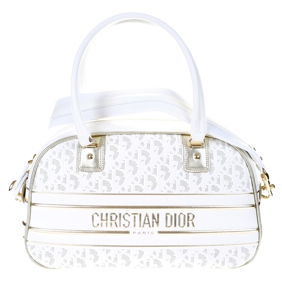 Dior Vibe Zip Bowling Bag - White with Gold Details NEW - Picture 1 of 11